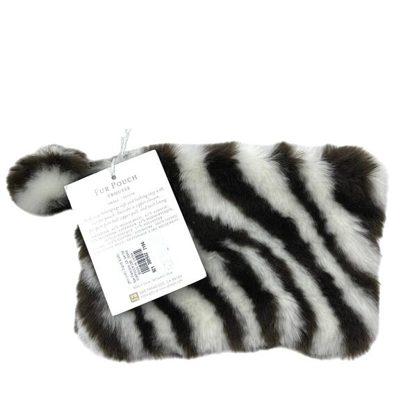 NWT Pottery Barn teen Fur Pouch small zebra - Picture 3 of 7